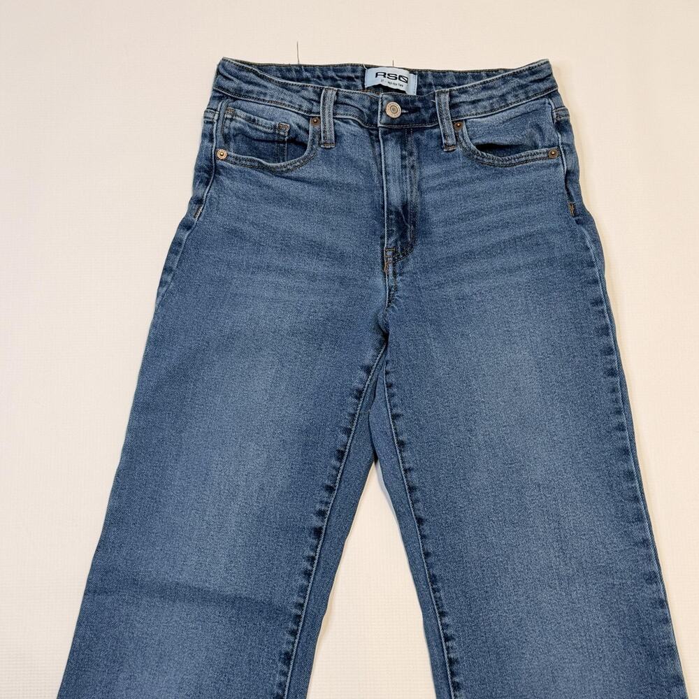 RSQ Jeans Womens 27 Blue High Rise Flare Stretch Denim 5 Pocket Medium Wash - Picture 2 of 11